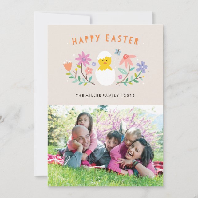 Hatched Easter Card - Beige (Front)