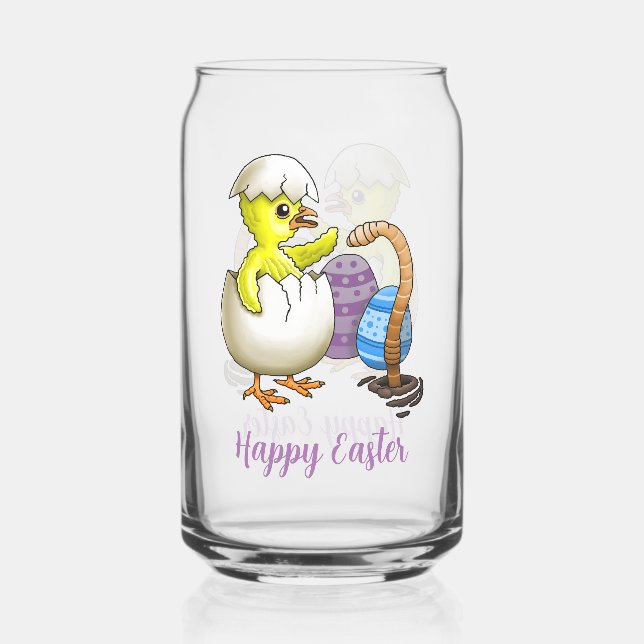Hatched Easter Chicken Can Glass (Front)