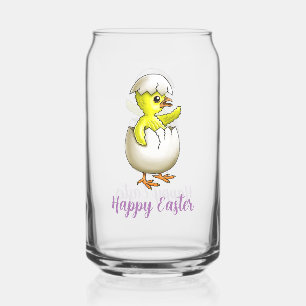 Hatched Easter Chicken Can Glass