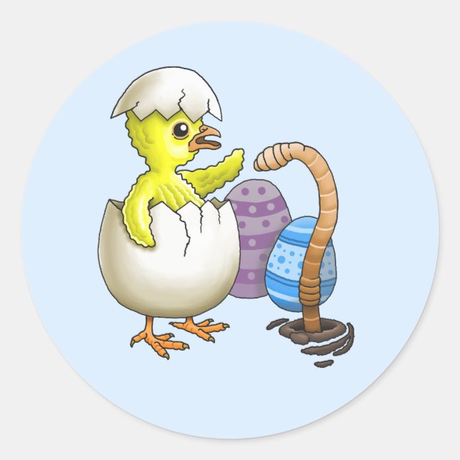 Hatched Easter Chicken Classic Round Sticker (Front)