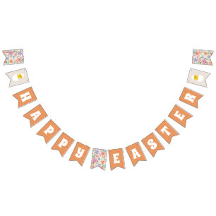 Hatched Floral Easter Party Bunting Banner - Beige