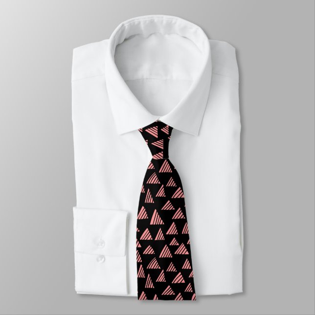 Hatched Triangles 250319 - Soft Pink on Black Tie (Tied)
