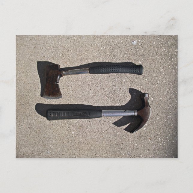 Hatchet and hammer in display postcard (Front)