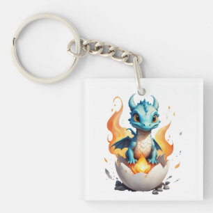Hatching Baby Dragon Kids Fantasy Key Ring