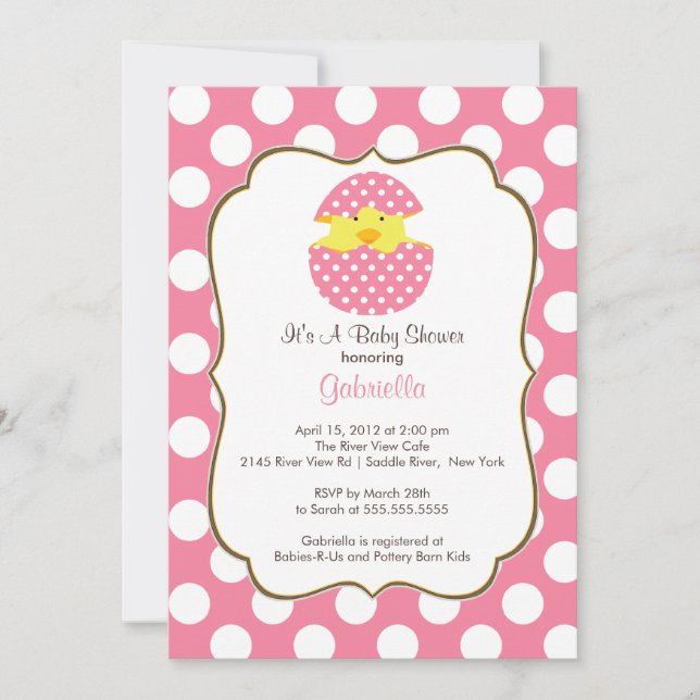 Hatching Chick Baby Shower Invitation Pink Girl (Front)