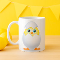 Hatching Chick Yellow Baby Chicken in Egg Shell