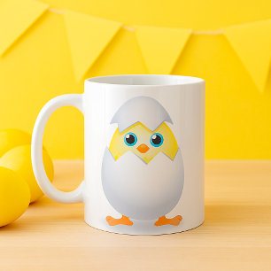 Hatching Chick Yellow Baby Chicken in Egg Shell Coffee Mug