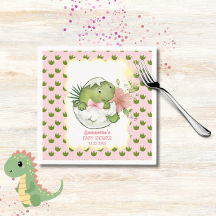 Hatching Dino with Bow & Flower Party Napkins