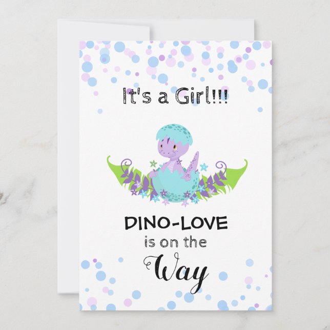 *~* Hatching Dinosaur Baby Girl Shower Invitation (Front)