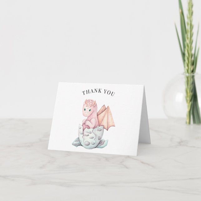 Hatching Dragon Baby Shower Thank You Card (Front)