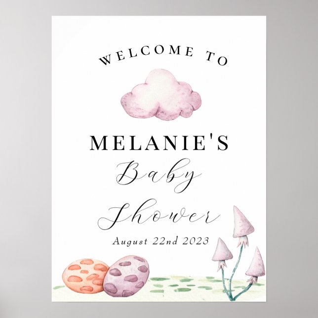 Hatching Dragon Eggs Prehistoric Baby Shower Poster (Front)