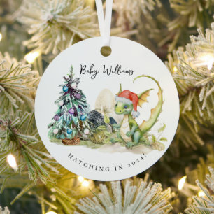 Hatching in 2024   Baby Dragon Eggs Zodiac Metal Tree Decoration