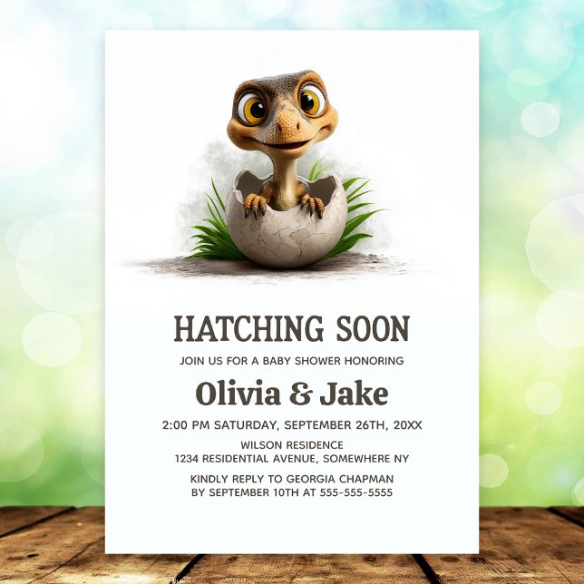 Hatching Soon Adorable Dinosaur Baby Shower Invitation (Creator Uploaded)