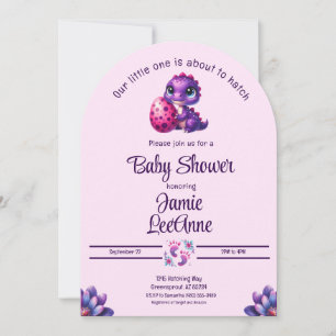 Hatching Soon Baby Dinosaur Pink Baby Shower Invitation