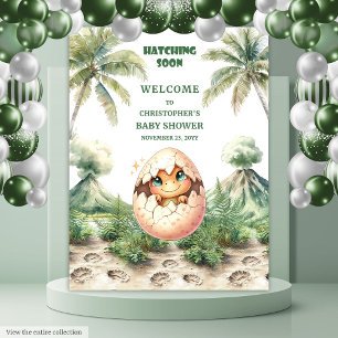 Hatching Soon Baby Shower Backdrop Cute Dinosaur Tapestry