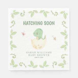 Hatching Soon Baby Shower Dinosaur Watercolor Napkin