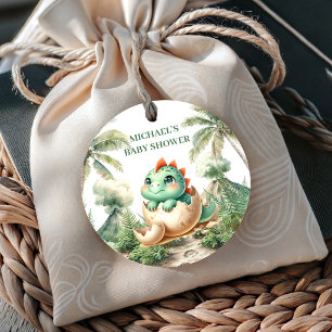 Hatching Soon Baby Shower Favour Tags Dino Theme