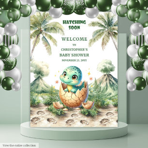 Hatching Soon Baby Shower Tapestry Cute Dino