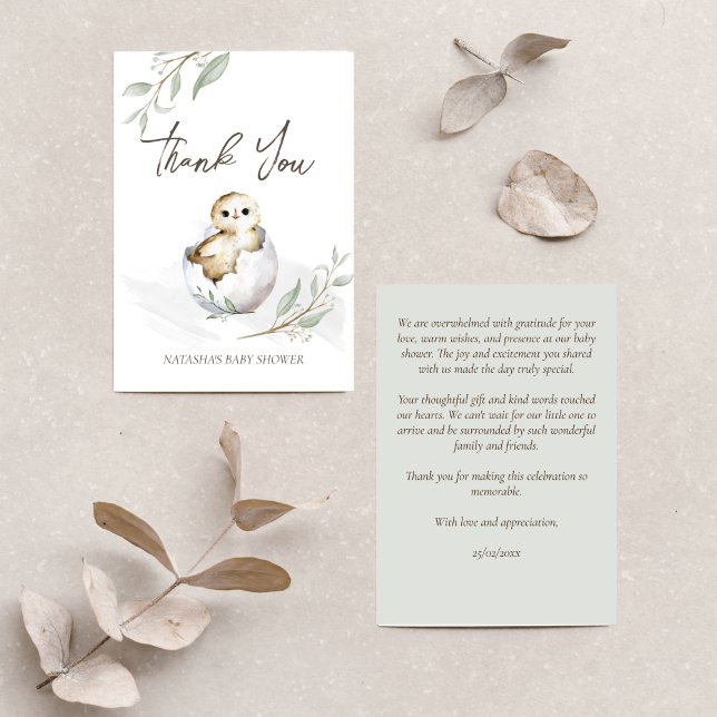Hatching soon bird spring baby shower thank you card (Hatching soon bird spring baby shower thank you card)