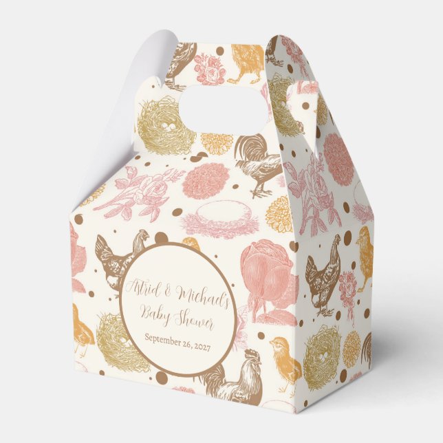 Hatching Soon Chicken Girl Baby Shower Favour Box (Front Side)