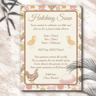 Hatching Soon Chicken Girl Baby Shower Invitation