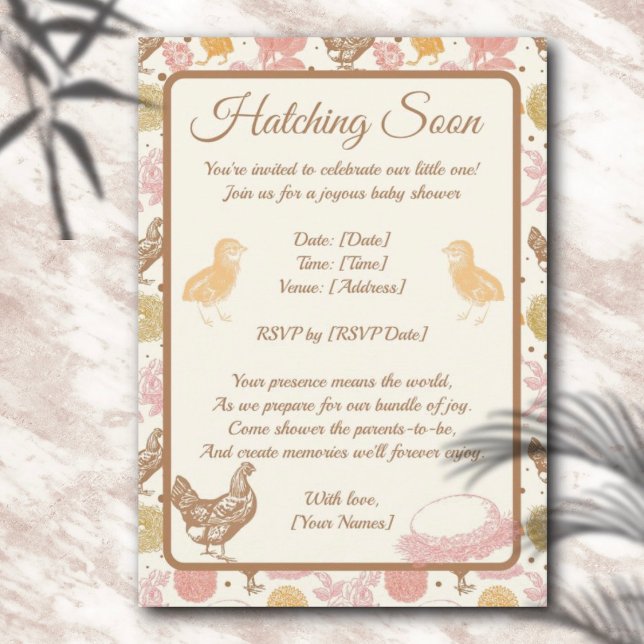 Hatching Soon Chicken Girl Baby Shower Invitation (Creator Uploaded)