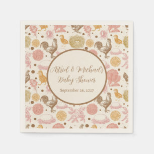 Hatching Soon Chicken Girl Baby Shower Napkin