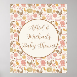 Hatching Soon Chicken Girl Baby Shower Poster