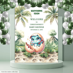 Hatching Soon Cute Baby Dinosaur Shower Backdrop Tapestry