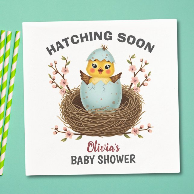 Hatching Soon Cute Chick Baby Shower Napkin (Creator Uploaded)