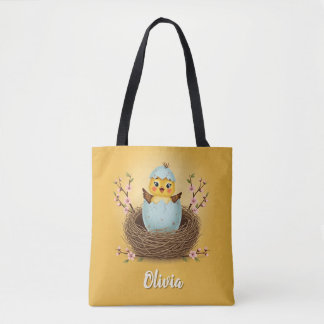Hatching Soon Cute Chick Baby Shower Tote Bag