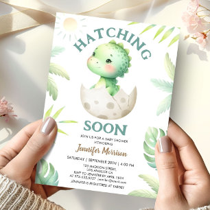 Hatching Soon Cute Dinosaur Baby Shower Invitation