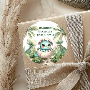 Hatching Soon Dino Egg Baby Shower Stickers