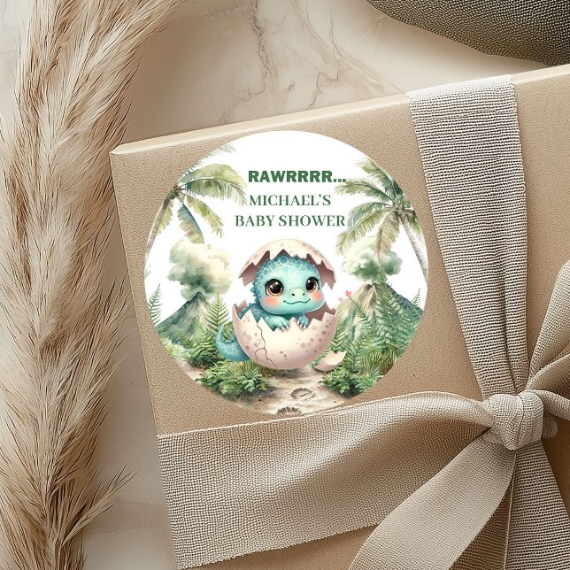 Hatching Soon Dino Egg Baby Shower Stickers (Hatching Soon Dino Egg Baby Shower Stickers)