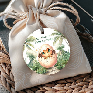 Hatching Soon Favour Tags for Baby Dino Shower