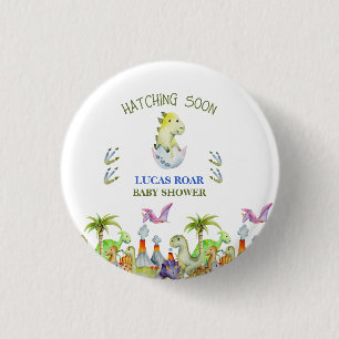 Hatching Soon roar baby shower 3 Cm Round Badge