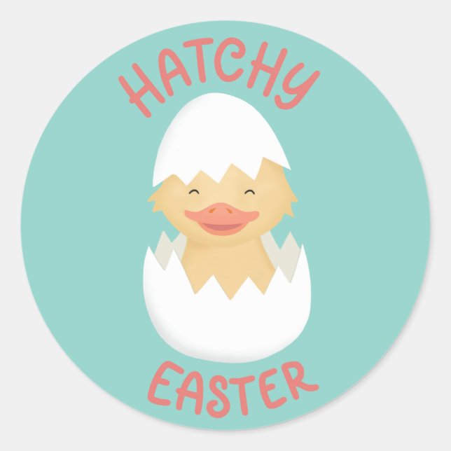 Hatchy Easter cute hatching chick  Classic Round Sticker (Front)