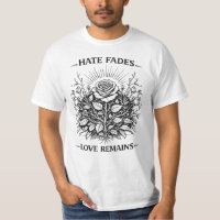 Hate Fades Love Remains Vintage Rose Woodcut