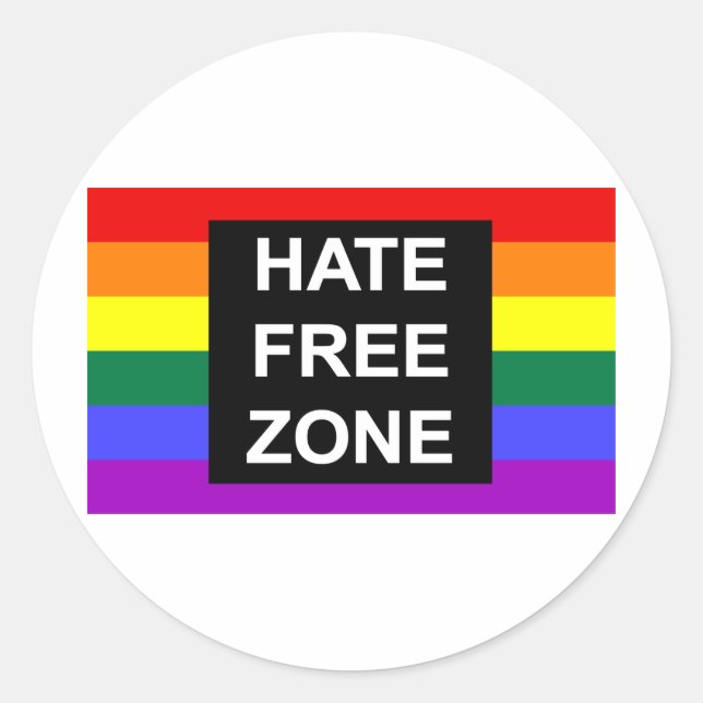 Hate Free Zone Classic Round Sticker (Front)