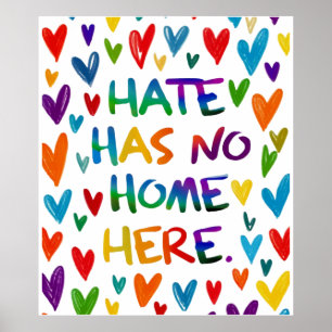 Hate Has No Home Here Colorful Heart Statement Art Poster