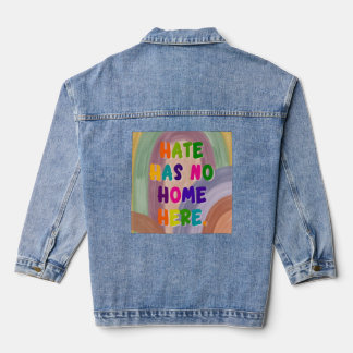 Hate Has No Home Here Colorful Rainbow  Denim Jacket