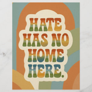 Hate Has No Home Here Retro Rainbow Custom Letterhead