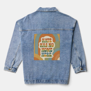 Hate Has No Home Here Retro Rainbow Denim Jacket