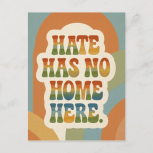 Hate Has No Home Here Retro Rainbow Postcard