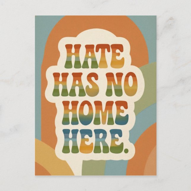 Hate Has No Home Here Retro Rainbow  Postcard (Front)