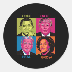 Hate Heal Grow Kamala Harris Cat Ladies For Presid Classic Round Sticker