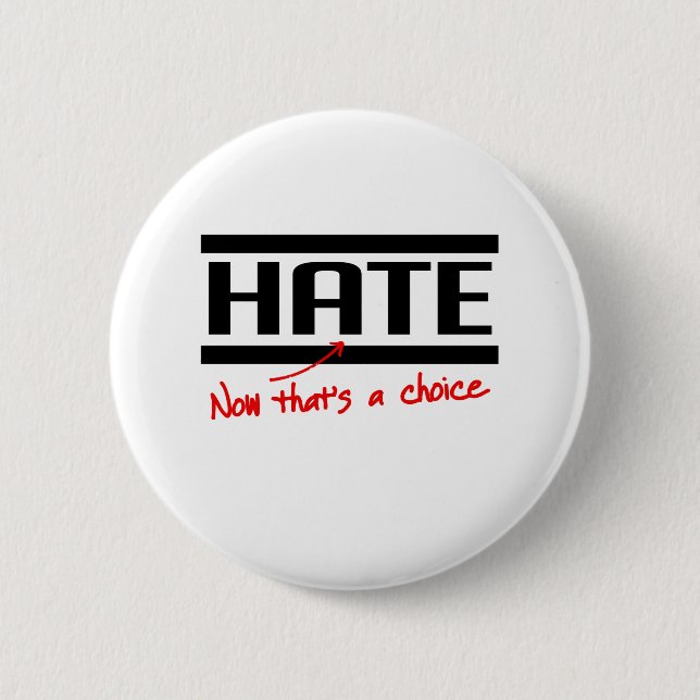 Hate is a choice 6 cm round badge (Front)