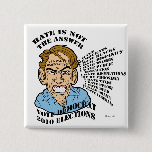 HATE IS NOT THE ANSWER 15 CM SQUARE BADGE (Front)