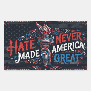 Hate Never Made America Great Vintage Patriotic Rectangular Sticker