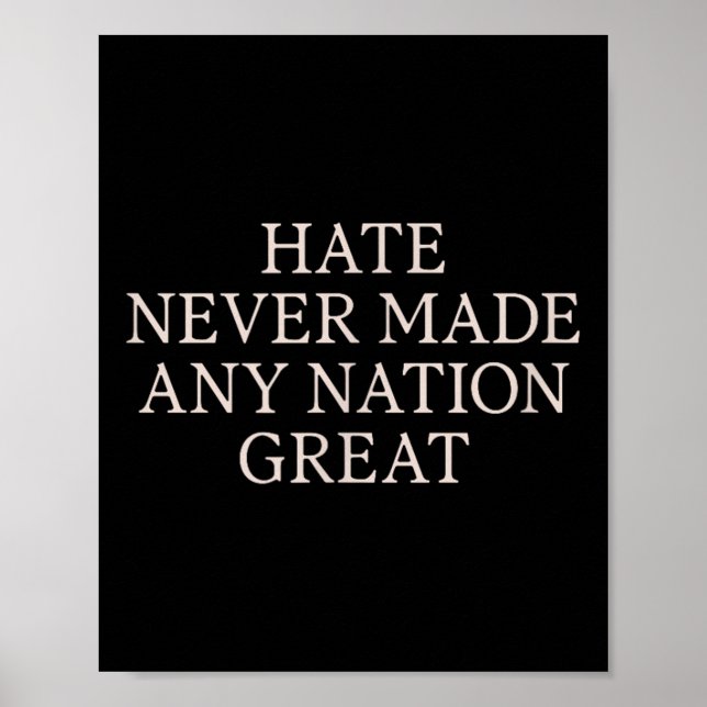 Hate Never Made Any Nation Great, Funny Anti Poster (Front)